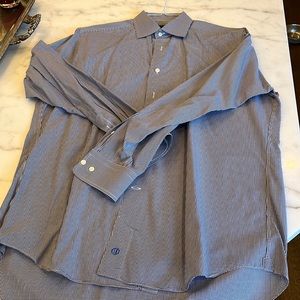 Blue and white checked dress shirt